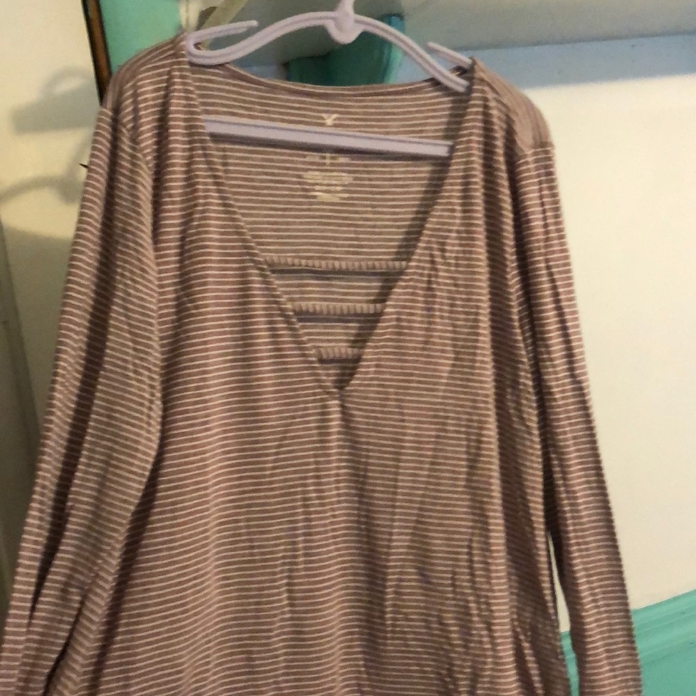 Baby Pink and White striped long sleeve Shirt